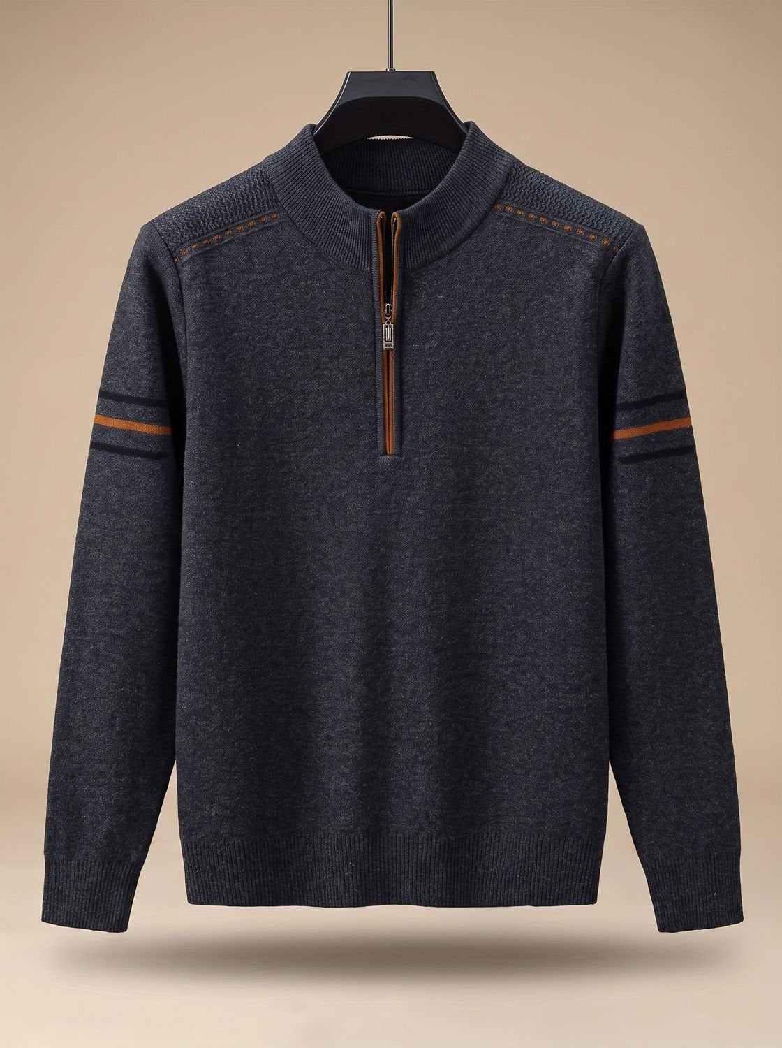Lorenz | Pullover Herren Half-Zip Stehkragen Strick Reissverschluss