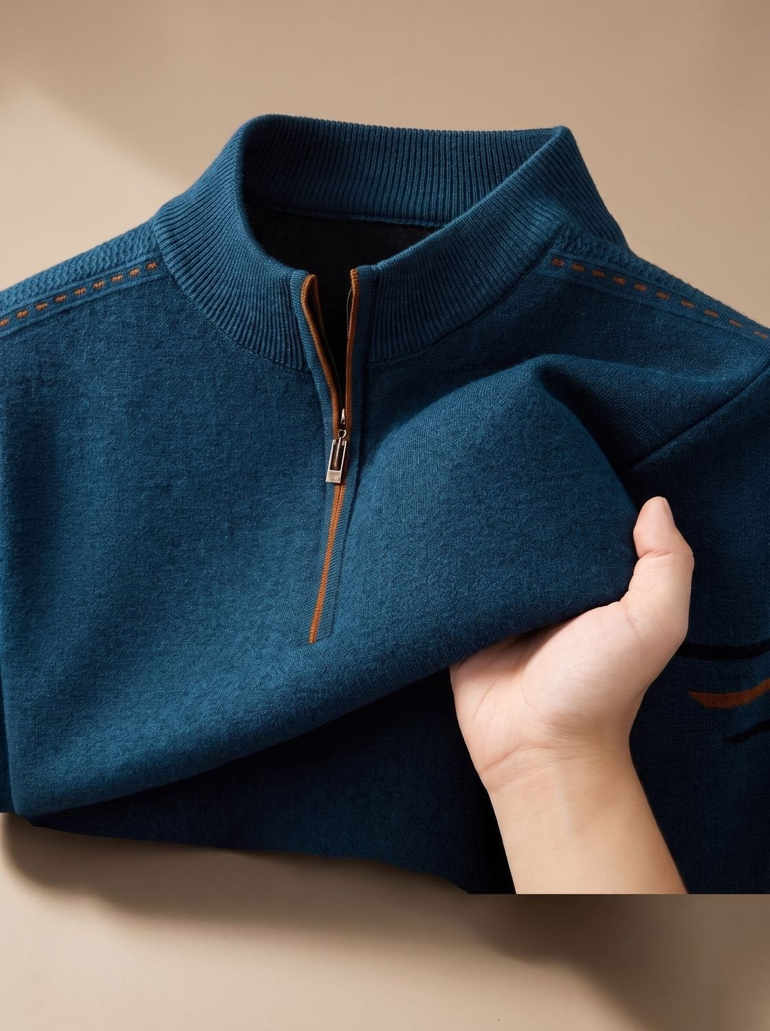 Lorenz | Pullover Herren Half-Zip Stehkragen Strick Reissverschluss
