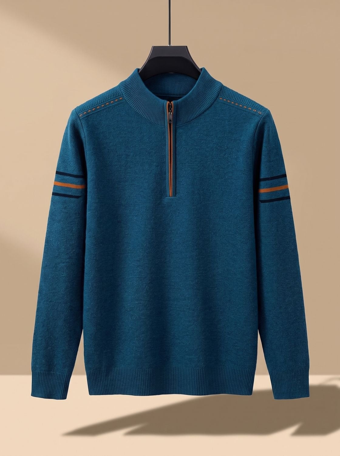 Lorenz | Pullover Herren Half-Zip Stehkragen Strick Reissverschluss