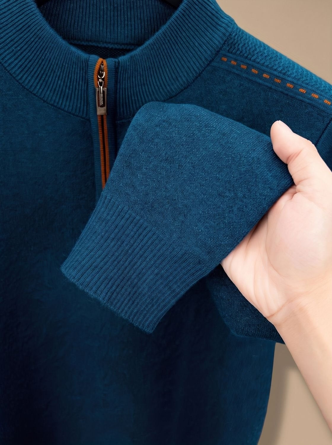 Lorenz | Pullover Herren Half-Zip Stehkragen Strick Reissverschluss