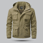 Luca | Wasserdichte Jacke Herren mit Kapuze und Cargotaschen