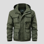 Luca | Wasserdichte Jacke Herren mit Kapuze und Cargotaschen