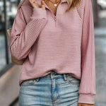 Luisa | Pullover Damen Half-Zip Strickstruktur Langarm