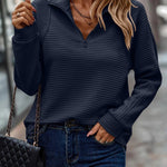 Luisa | Pullover Damen Half-Zip Strickstruktur Langarm
