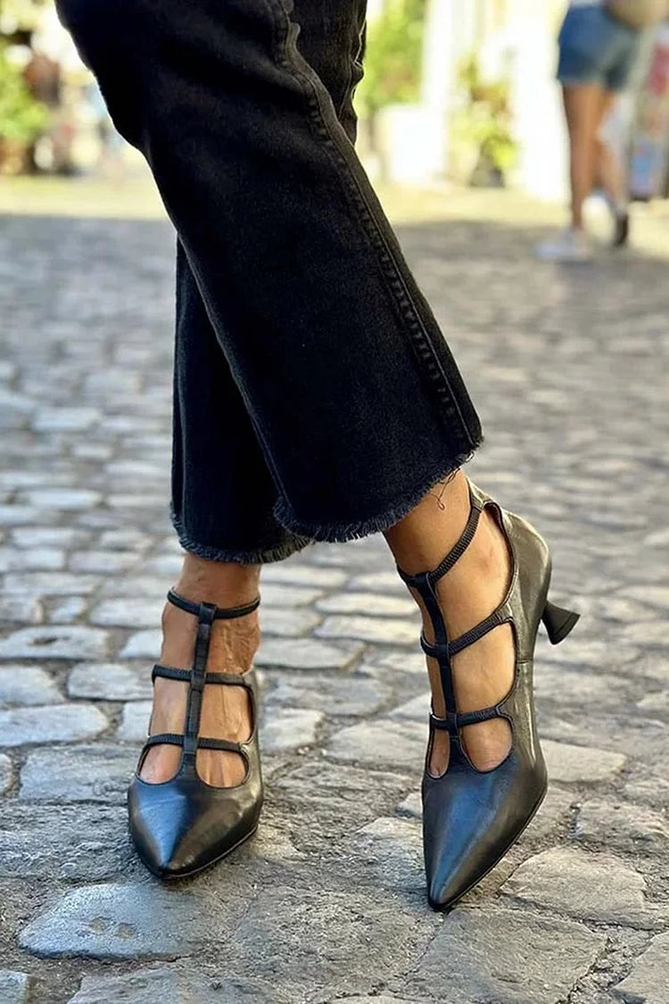 Luisa | Pumps Damen Spitze Mehrfachriemen Kitten Heel