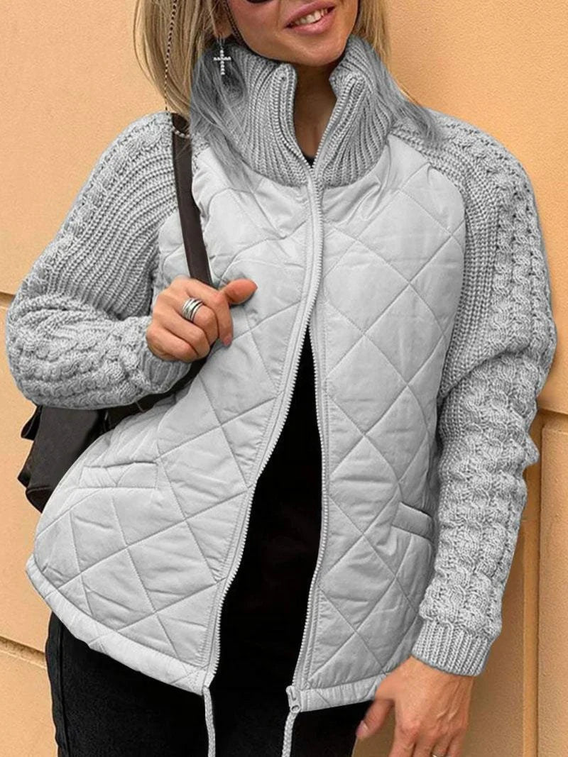 Luisa | Sweatshirt Damen Strick Gesteppt mit Reissverschluss