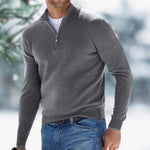 Lukas | Feinstrick Pullover Herren Stehkragen Viertel-Reissverschluss