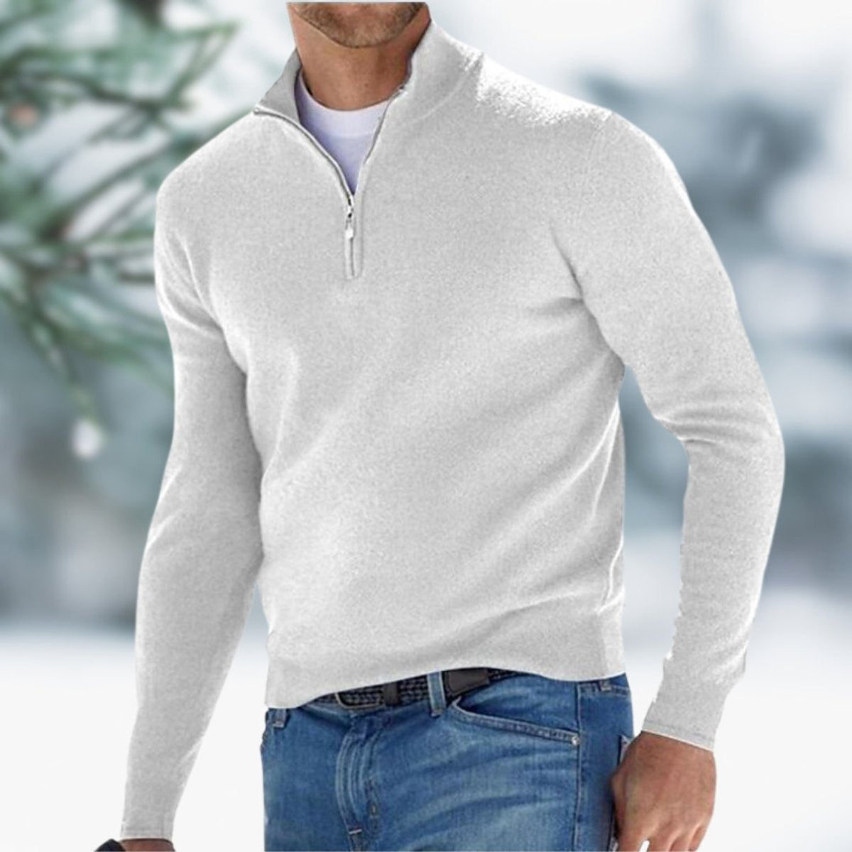 Lukas | Feinstrick Pullover Herren Stehkragen Viertel-Reissverschluss