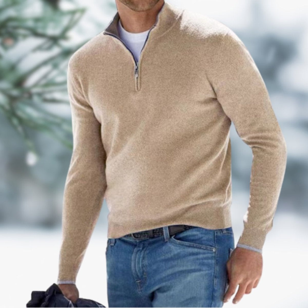 Lukas | Feinstrick Pullover Herren Stehkragen Viertel-Reissverschluss