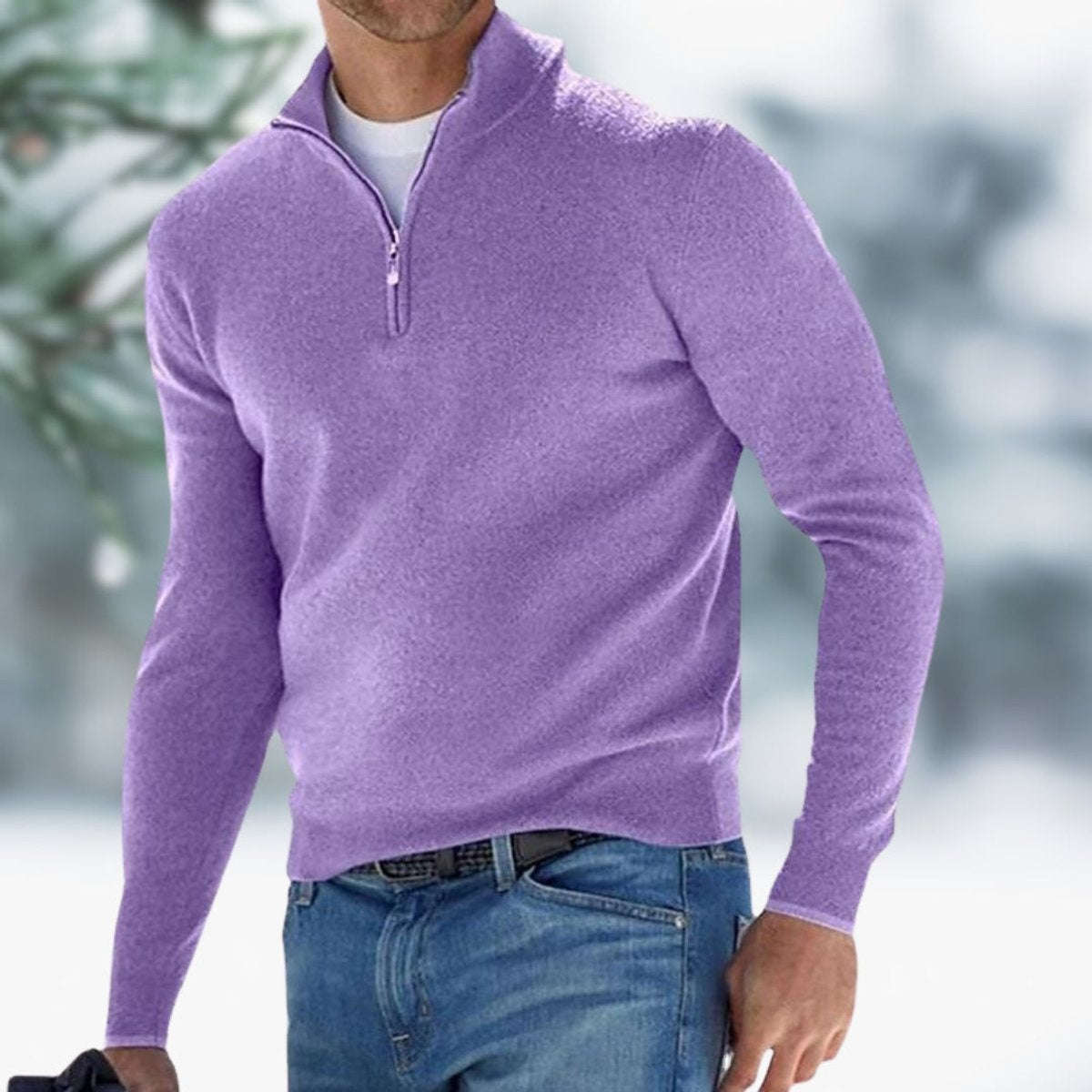 Lukas | Feinstrick Pullover Herren Stehkragen Viertel-Reissverschluss