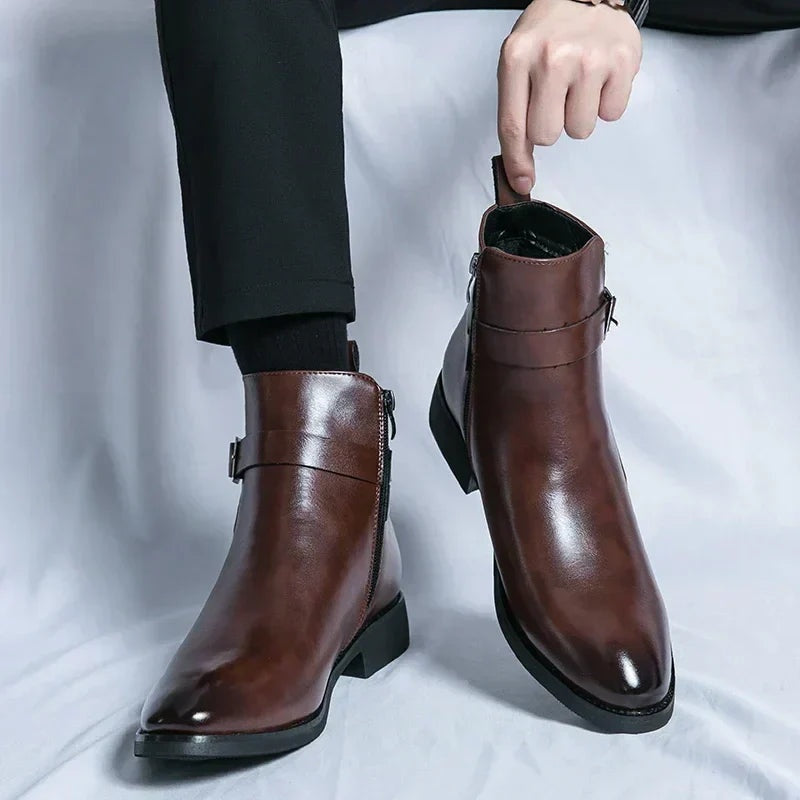 Lukas | Stiefel Herren Knöchelhoch mit Schnalle und Seitenreissverschluss