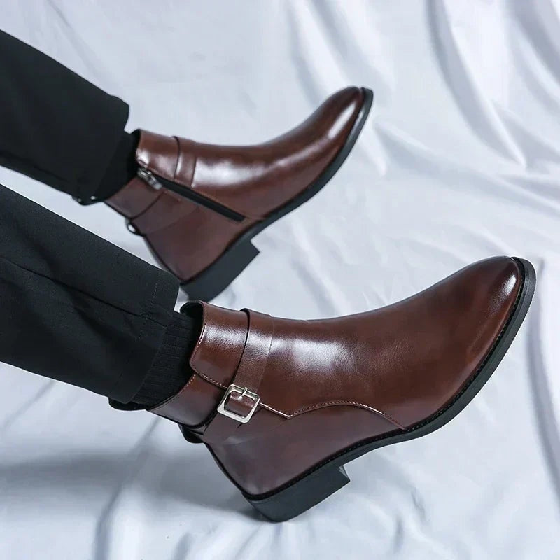 Lukas | Stiefel Herren Knöchelhoch mit Schnalle und Seitenreissverschluss