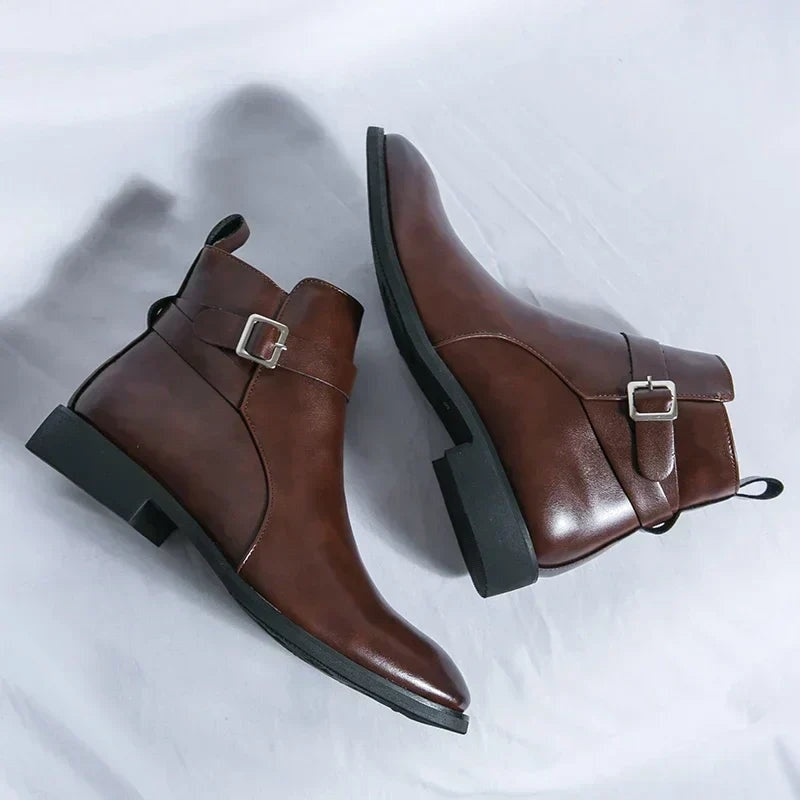Lukas | Stiefel Herren Knöchelhoch mit Schnalle und Seitenreissverschluss