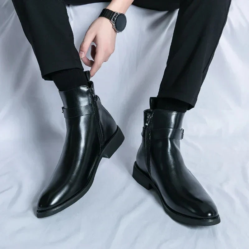 Lukas | Stiefel Herren Knöchelhoch mit Schnalle und Seitenreissverschluss