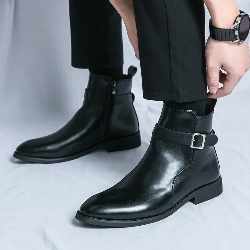 Lukas | Stiefel Herren Knöchelhoch mit Schnalle und Seitenreissverschluss