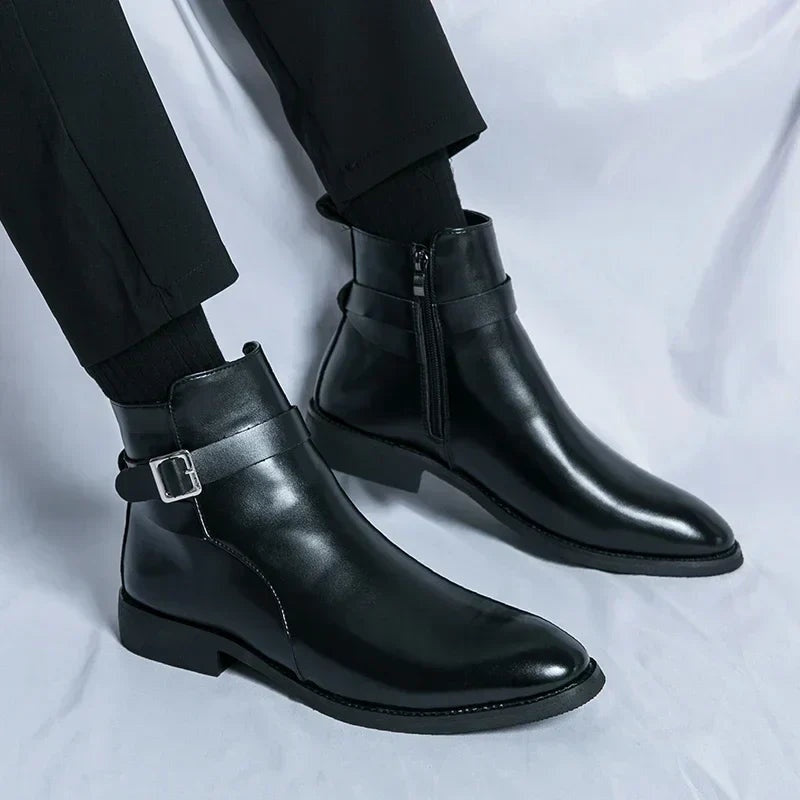 Lukas | Stiefel Herren Knöchelhoch mit Schnalle und Seitenreissverschluss