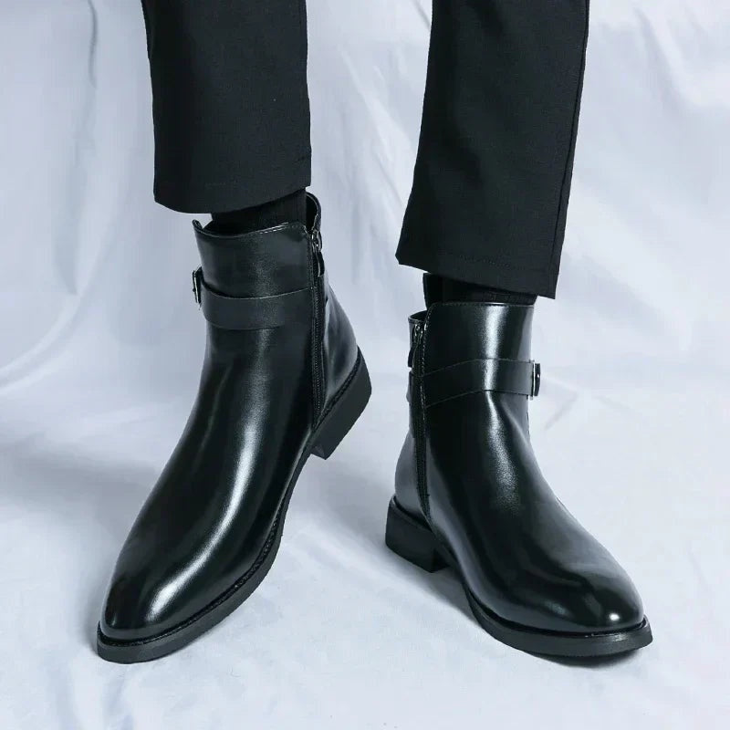 Lukas | Stiefel Herren Knöchelhoch mit Schnalle und Seitenreissverschluss