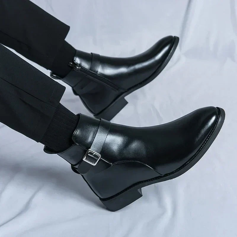 Lukas | Stiefel Herren Knöchelhoch mit Schnalle und Seitenreissverschluss