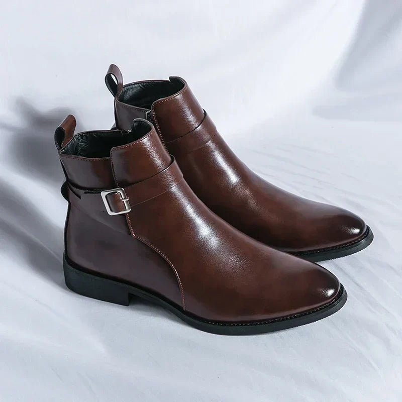 Lukas | Stiefel Herren Knöchelhoch mit Schnalle und Seitenreissverschluss