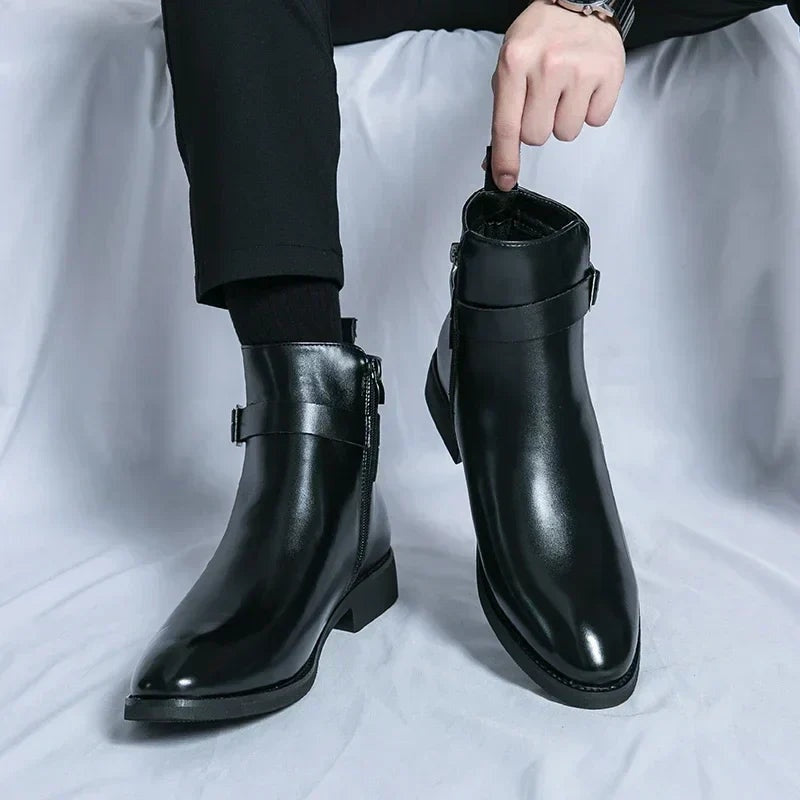 Lukas | Stiefel Herren Knöchelhoch mit Schnalle und Seitenreissverschluss