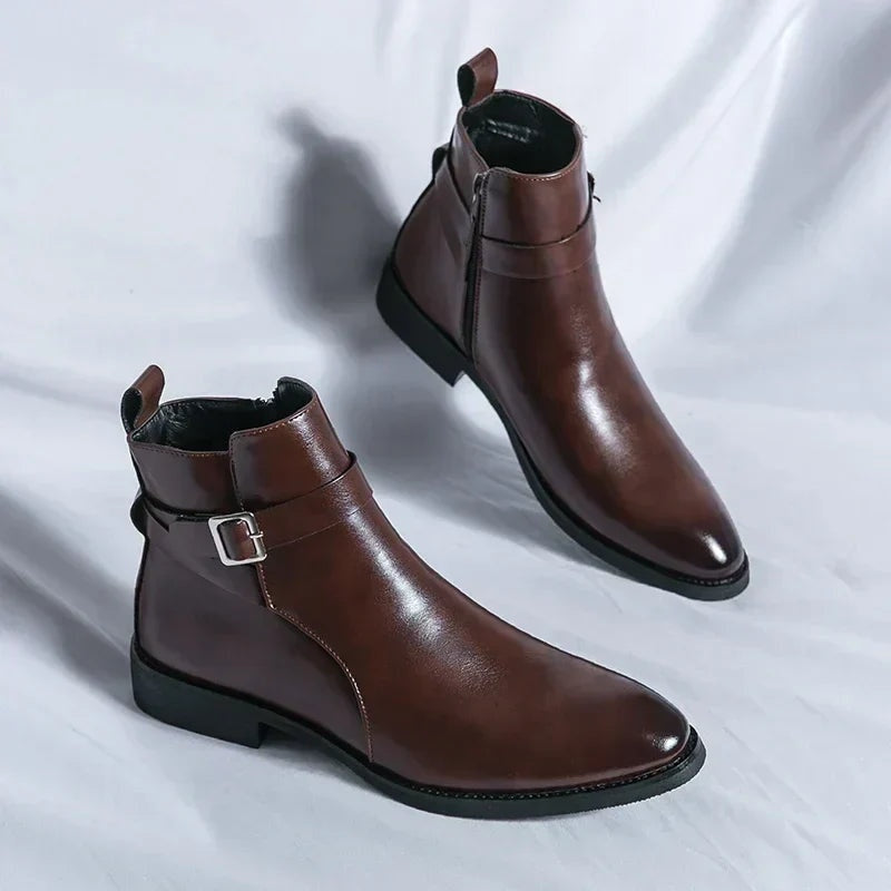 Lukas | Stiefel Herren Knöchelhoch mit Schnalle und Seitenreissverschluss
