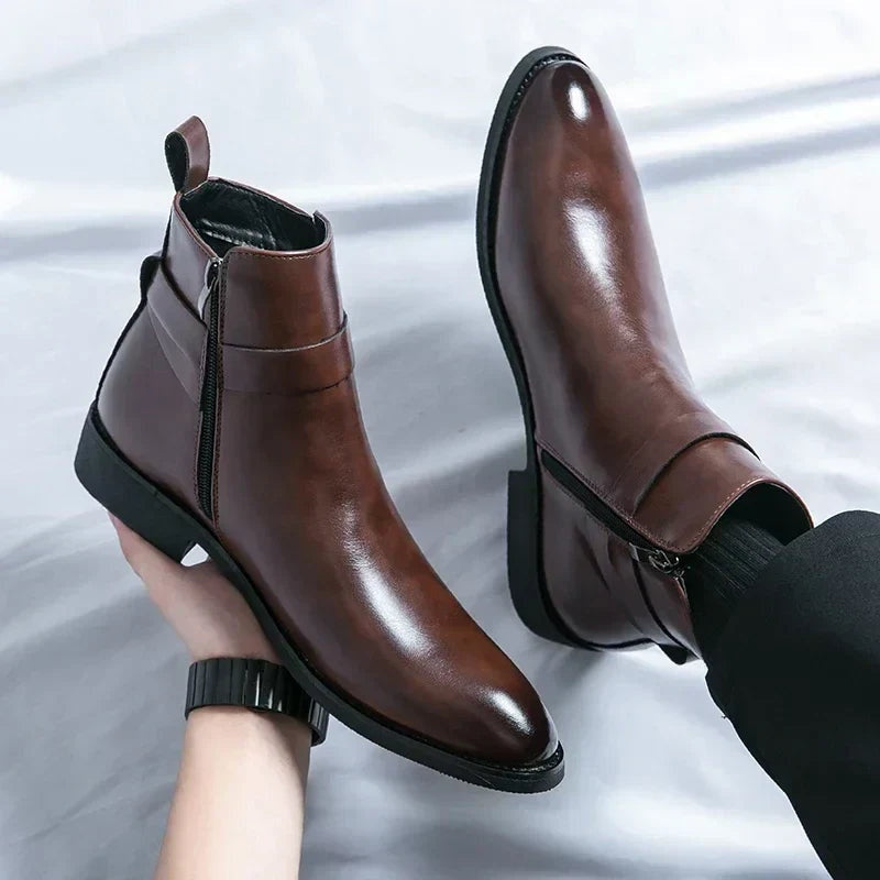Lukas | Stiefel Herren Knöchelhoch mit Schnalle und Seitenreissverschluss