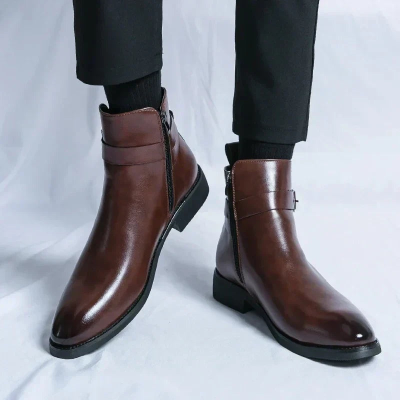 Lukas | Stiefel Herren Knöchelhoch mit Schnalle und Seitenreissverschluss