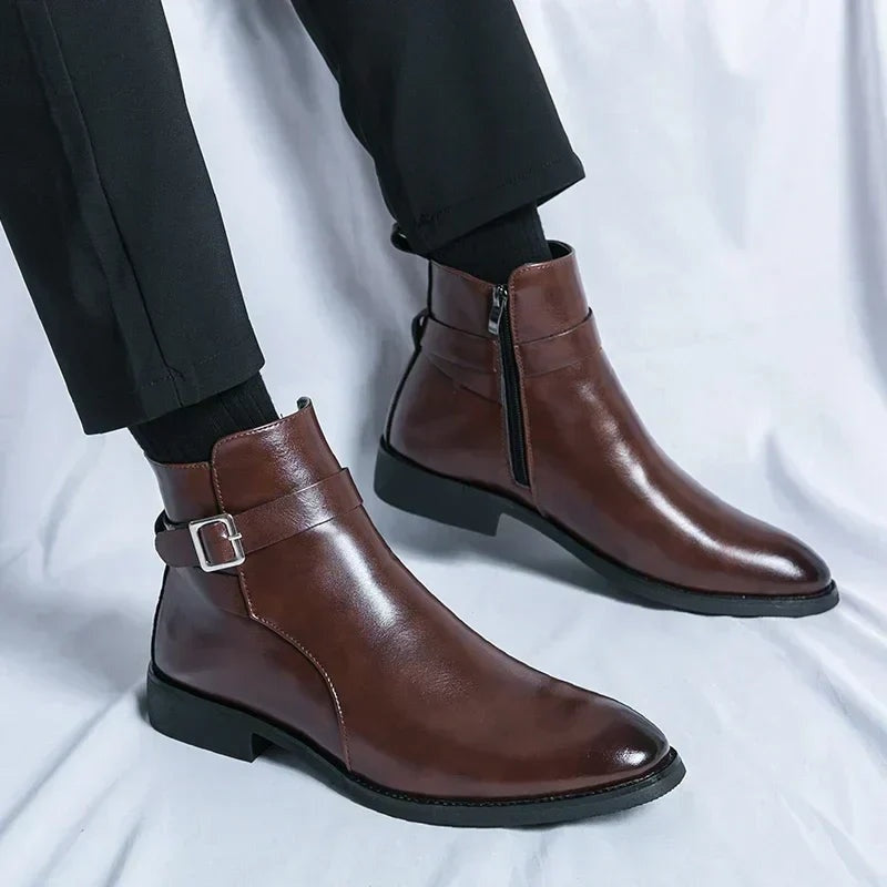 Lukas | Stiefel Herren Knöchelhoch mit Schnalle und Seitenreissverschluss