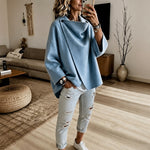 Magdalena | Cape Jacke mit Knopf Damen Oversize Drapierter Kragen