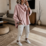 Magdalena | Cape Jacke mit Knopf Damen Oversize Drapierter Kragen