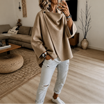 Magdalena | Cape Jacke mit Knopf Damen Oversize Drapierter Kragen