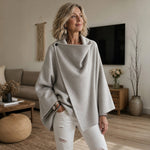 Magdalena | Cape Jacke mit Knopf Damen Oversize Drapierter Kragen