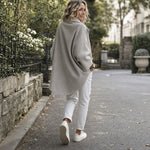 Magdalena | Cape Jacke mit Knopf Damen Oversize Drapierter Kragen