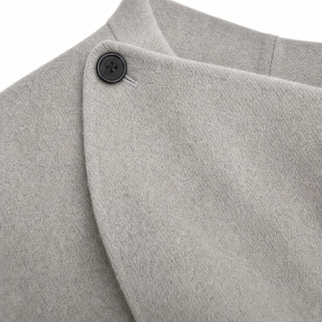 Magdalena | Cape Jacke mit Knopf Damen Oversize Drapierter Kragen