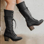 Magdalena | Chelsea Boots Damen Leder Schnürung Blockabsatz