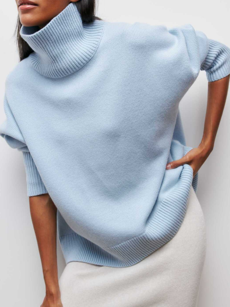 Magdalena | Strickpullover Rollkragen Damen Kurzarm Oversize