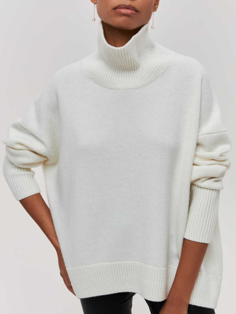 Magdalena | Strickpullover Rollkragen Damen Kurzarm Oversize
