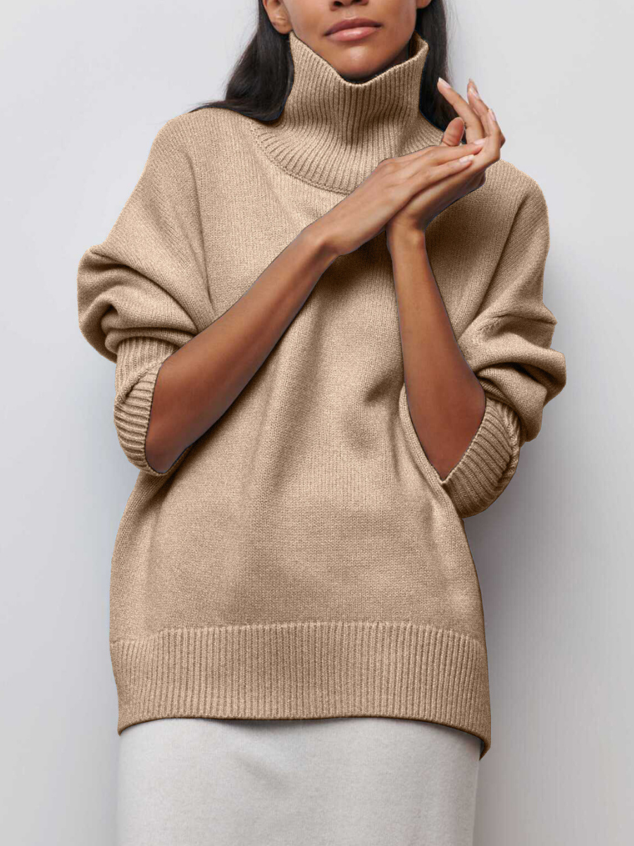 Magdalena | Strickpullover Rollkragen Damen Kurzarm Oversize