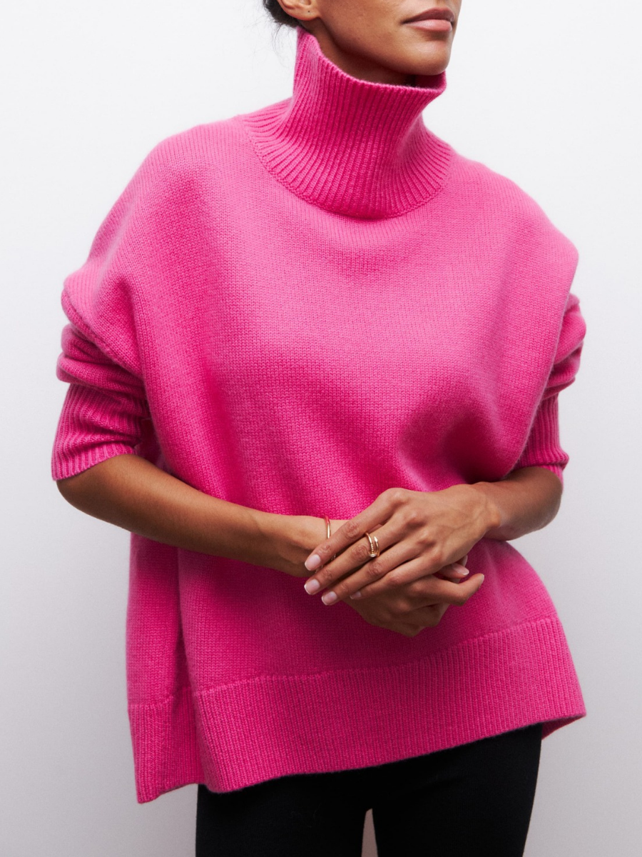 Magdalena | Strickpullover Rollkragen Damen Kurzarm Oversize