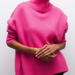 Magdalena | Strickpullover Rollkragen Damen Kurzarm Oversize