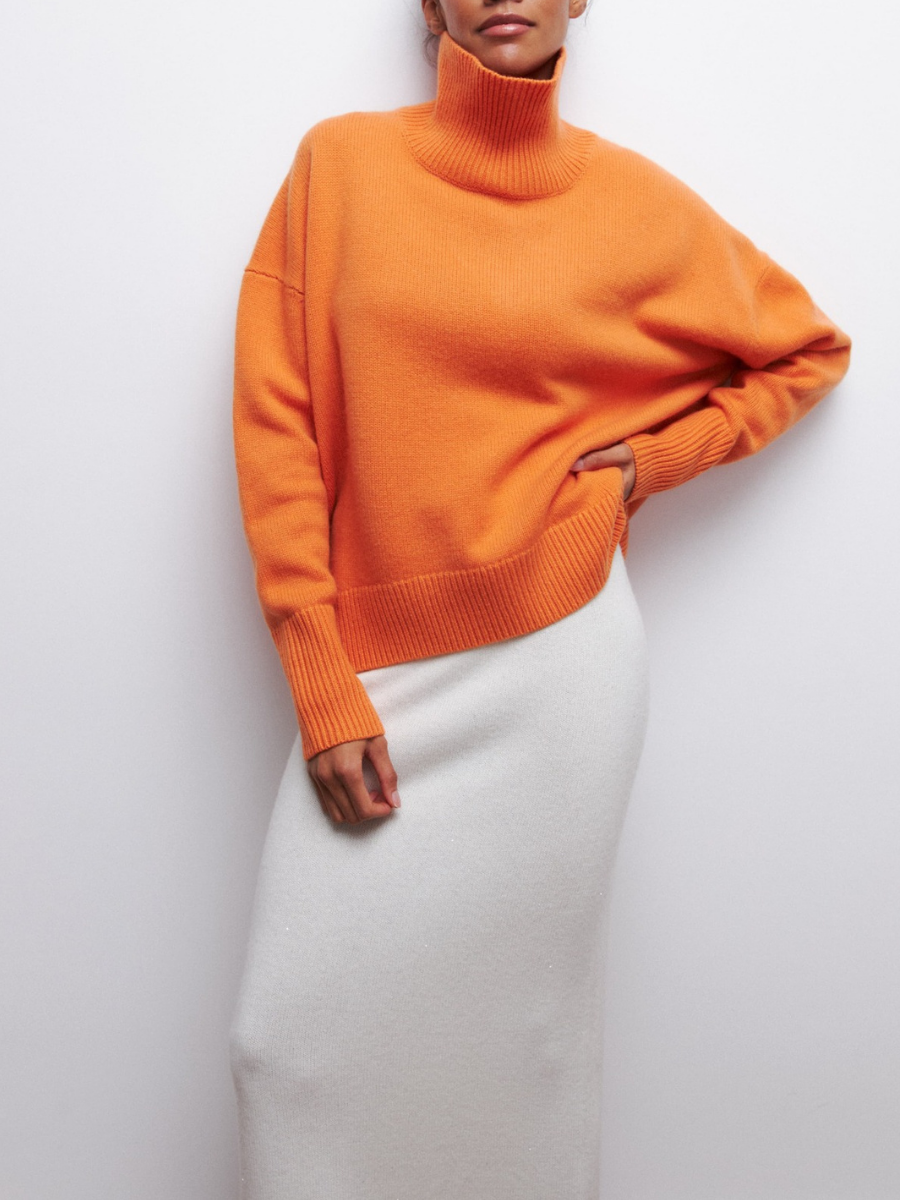 Magdalena | Strickpullover Rollkragen Damen Kurzarm Oversize