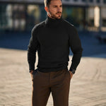 Manuel | Rollkragenpullover Herren Strick Rippenmuster Slim Fit