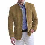 Manuel | Wildleder Blazer Jacke Herren Stehkragen Knopfleiste