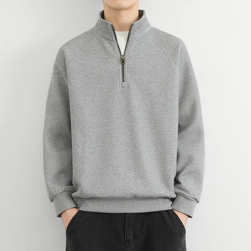 Marcel | Sweatshirt mit Reissverschluss Herren Stehkragen Gerippt
