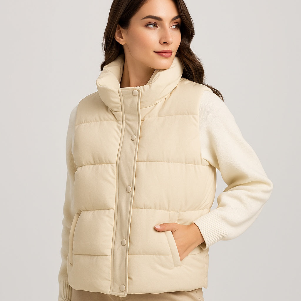 Margrit | Weste Damen Gesteppt mit Fleece-Kragen Ärmellos