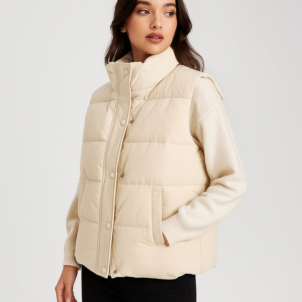 Margrit | Weste Damen Gesteppt mit Fleece-Kragen Ärmellos