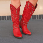 Marie | Cowboy Stiefel Damen Kniehoch Nieten