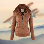 Marlene | Kunstlederjacke Damen mit Kapuze Bikerjacke