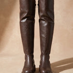 Marlene | Over-Knee Stiefel Damen Kunstleder Plateausohle Reissverschluss