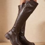 Marlene | Over-Knee Stiefel Damen Kunstleder Plateausohle Reissverschluss